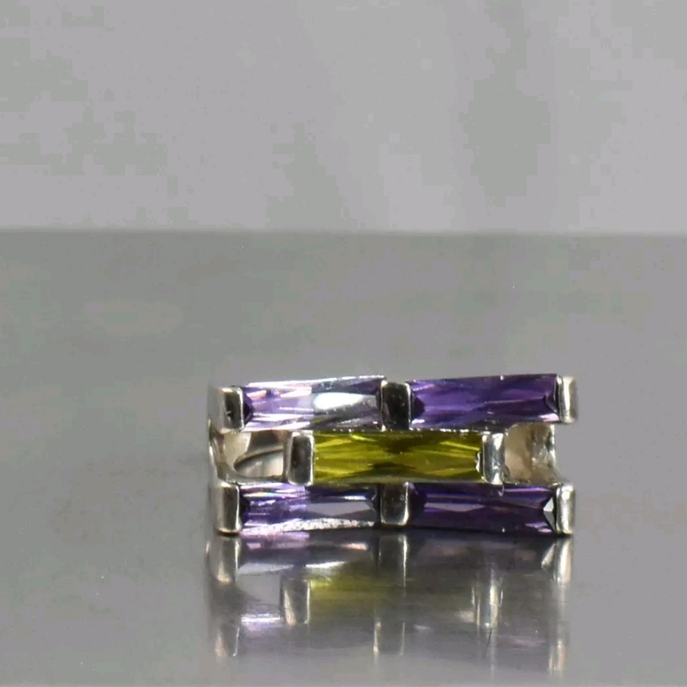 Sterling with precious stones unique ring E15